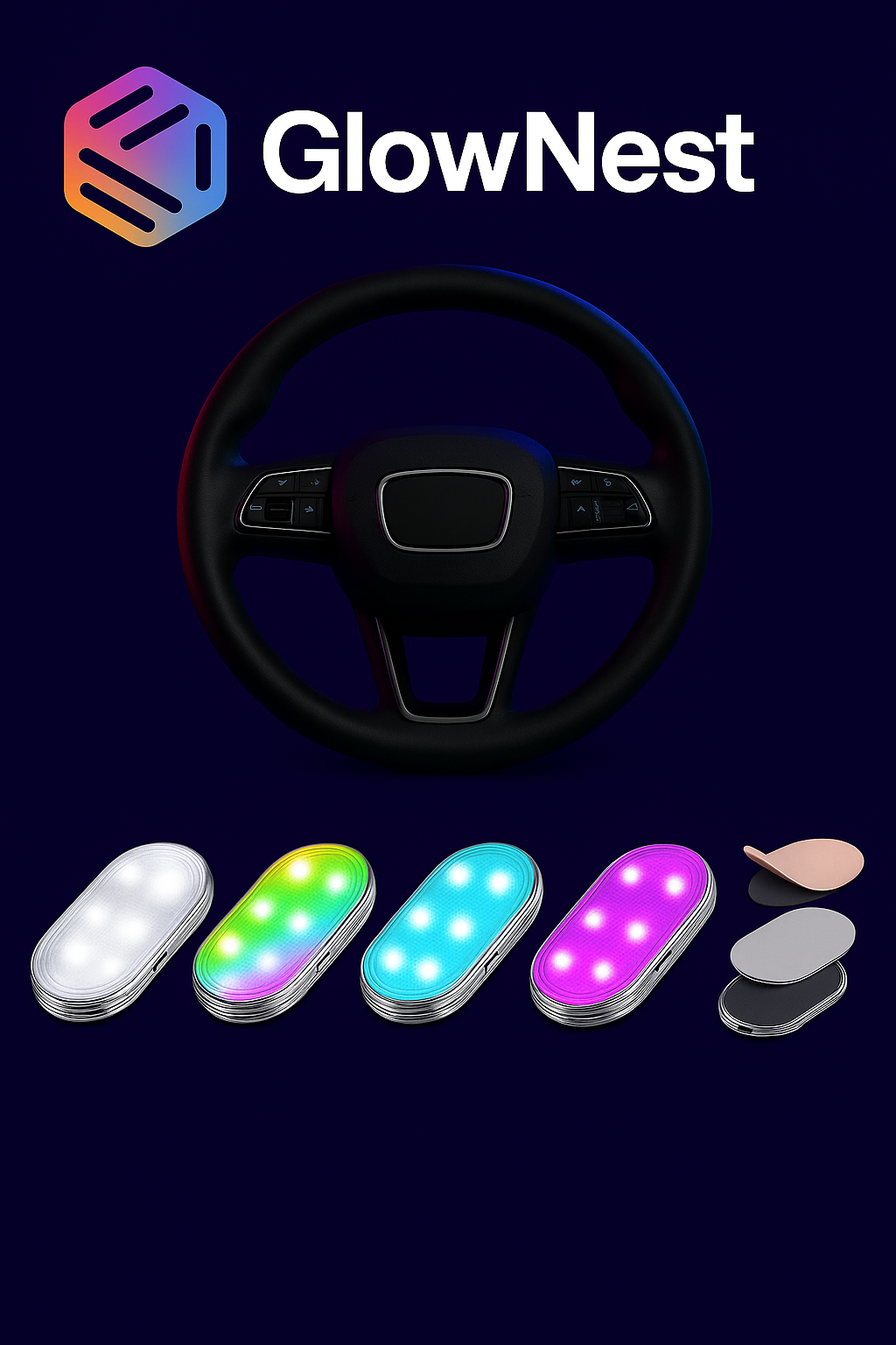 🚙🌟GlowNest™ 4-Pack LED Car Interior Lights – 7 Color Wireless Kit