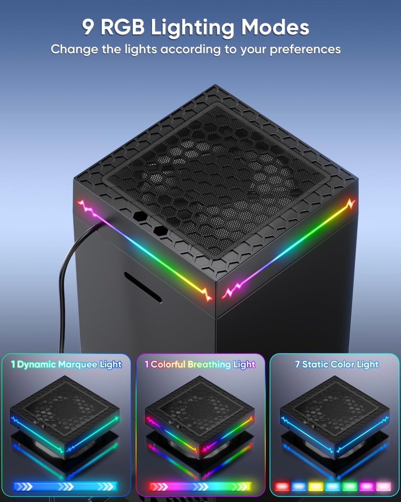 🔥 GlowNest RGB Cooling Stand for Xbox Series X – 9 Light Modes & Temp Display